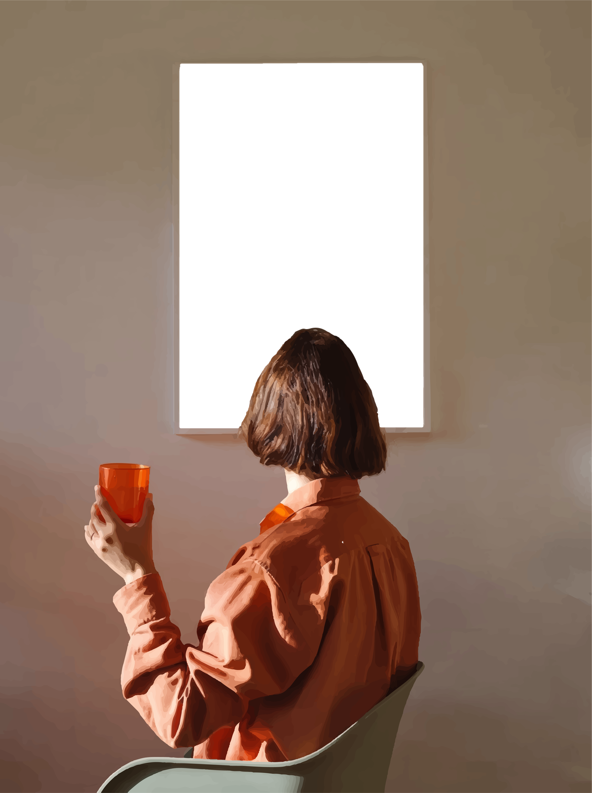 Una obra enmarcada en la pared, cambiando de fotografía